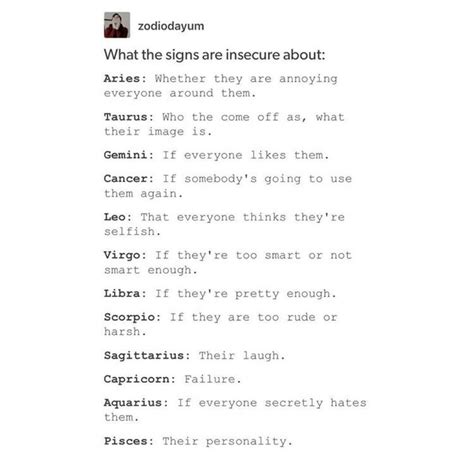 What each Zodiac Sign is insecure about... Zodiac signs meaning