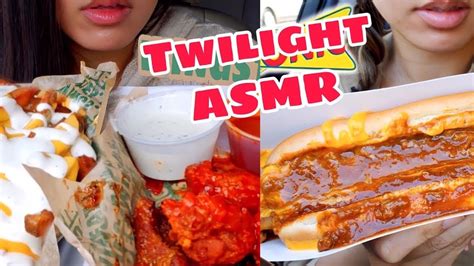 asmr eating sounds car mukbang cheesy carne asada fries & chicken burrito , crispy taco real eating show twilight 먹방 whispering : d = ) thanks for watchi...