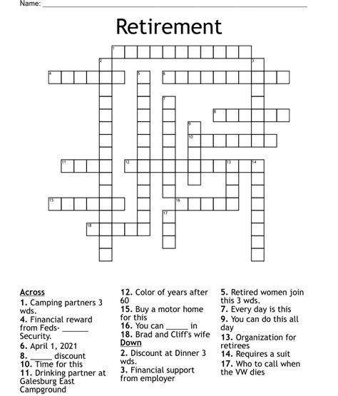 Today's crossword puzzle clue is a cryptic one: Top cover for retirement. We will try to find the right answer to this particular crossword clue. Here are the possible solutions for "Top cover for retirement" clue. It was last seen in British cryptic crossword. We have 1 possible answer in our database.. 