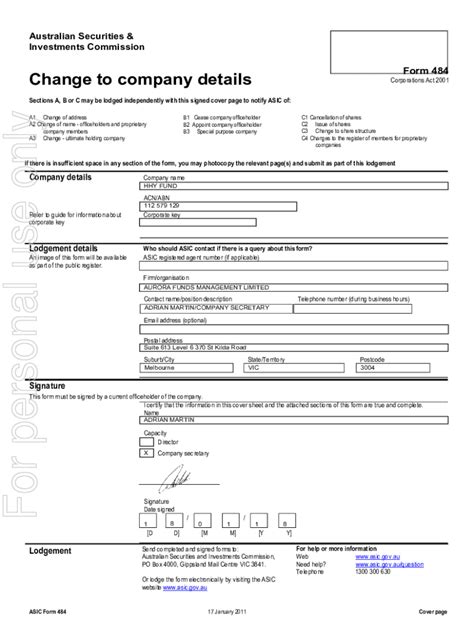 What is ASIC Form 484 (Changes to Company Details)? - LegalVision