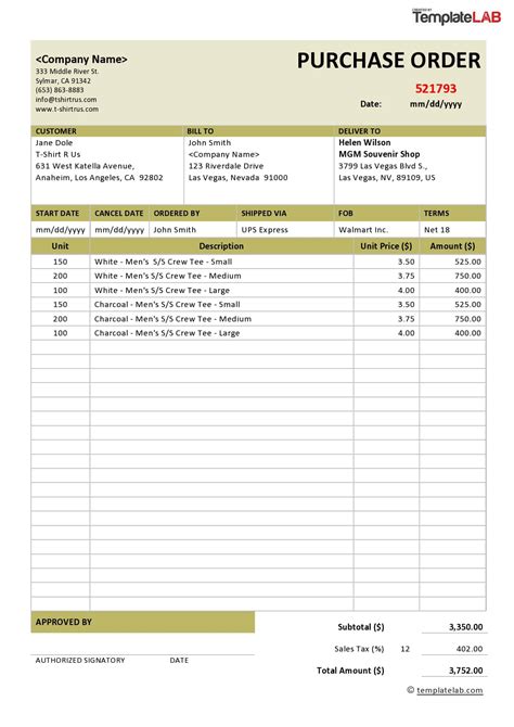 What is a Purchase Order Template Brightpearl