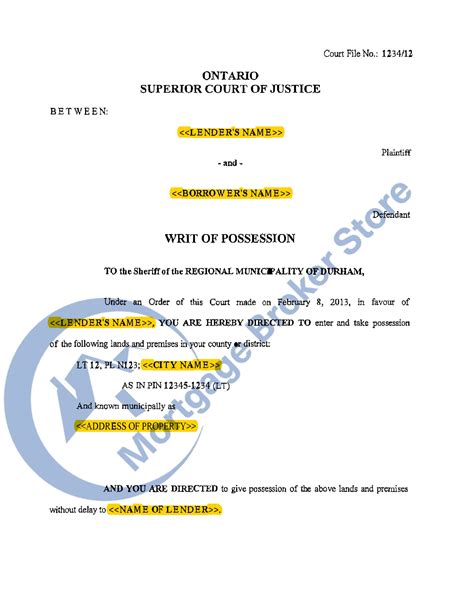 What is a Writ of Possession PoSO