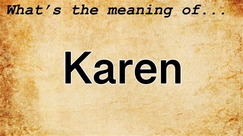 What is a karen mean. Definition: (Noun) A more nebulous term for a white woman, but one that, like Karen, often refers to a white woman exploiting her privilege. Origin: From Sir Mix-a-Lot’s 1992 “Baby Got Back,” music video where two white women rudely gawk at a Black woman’s butt, “Oh my God, Becky, look at her butt.”. It also reemerged in Beyoncé ... 