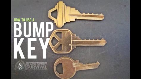 Sep 14, 2020 · What Are Bump Keys? Bump keys are specially cut keys that can bypass the security mechanisms built into traditional pin and tumbler locks. Bump keys are also referred to as “999 keys” because all of their ridges are cut to the maximum depth (999) in a key-making machine. These keys are relatively easy to produce (it typically takes less ... . 