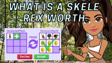 What is a skele-rex worth in adopt me. AlphaGurl296 • 2 yr. ago. Skele rex aren’t worth that much, they are worth, like a kangaroo or turtle. OriginallyTimothy • 2 yr. ago. False, it’s worth a hard to get out of game pet from holidays jungle egg safari egg and Aussie legs. Intelligent_zebra123 • 2 yr. ago. 