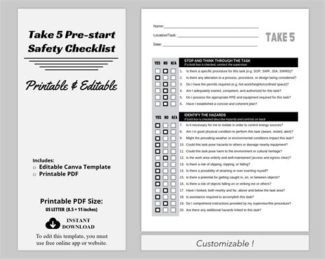 What is a take 5 checklist