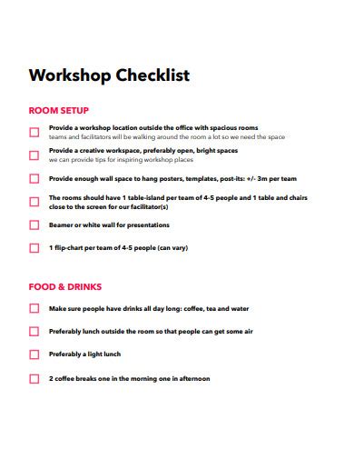 What is a workshop checklist