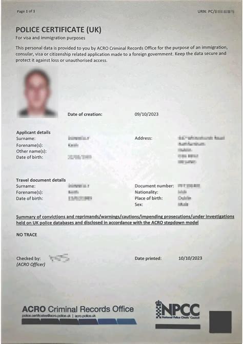 What is an acro check.  No convictions.  Getting a UK police clearance check for a foreign e...