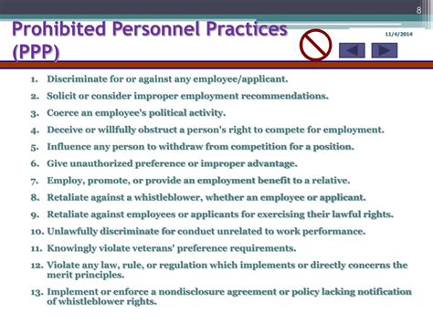 What is an example of a prohibited personnel practice?