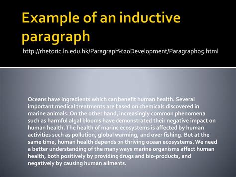 What is an inductive paragraph and an example?