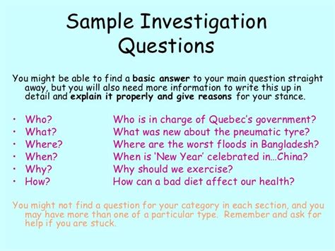 What is an investigative question