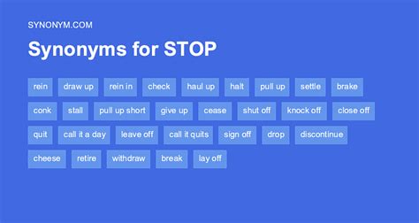 What is another word for "stop suddenly"?