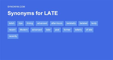 What is another word for really late? Really Late Synonyms ...