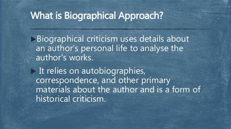 What is biographical approach