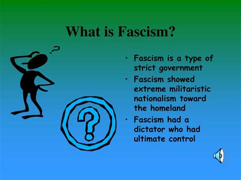 What is fascism in simple terms. 69. Sort by: poopinbutt2014. • 9 yr. ago. Benito Mussolini, who founded the Fascist Party in Italy, said that fascism is the "wedding of state and corporate power." Fascists believe in extreme nationalism, to the point of racism and even genocide of … 