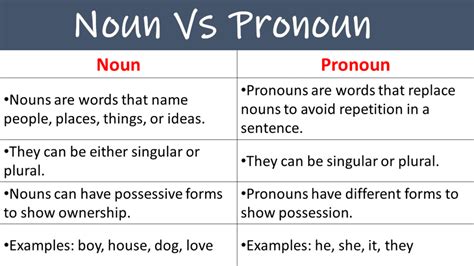 What is noun and pronoun in english