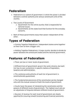 What is one benefit of federalism.  These localized governments can be more responsive...