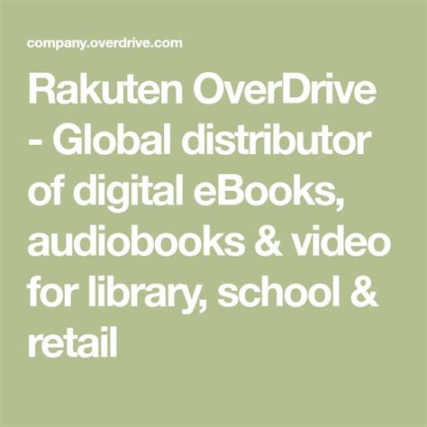 What is overdrive in library.  is a worldwide digital distributor of e...