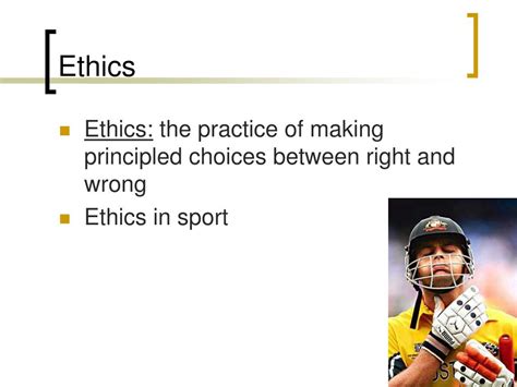 What is sport ethics. Sports integrity can be defined as “manifestations of the ethics and values which promote community confidence in sports” (Australian Government, 2016). It includes the positive conduct of athletes, coaches, administrators, officials and stakeholders both on and off the field as well as sports performances that are fair and honest ... 