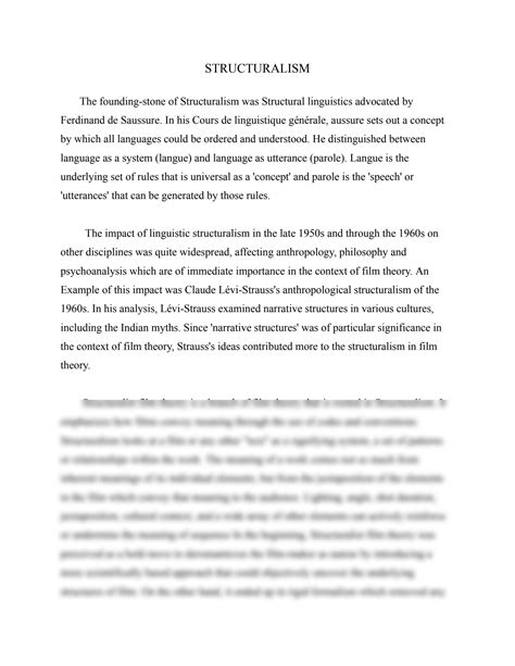 What is structuralism in film.  Based on linguistic and anthropological struct...