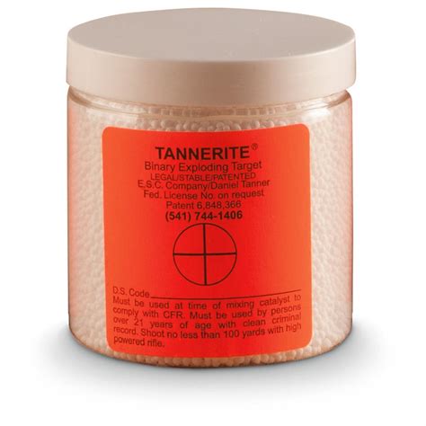 Tannerite® Exploding Rifle Targets are one of the most fun targets you can buy when used as directed. Tannerite is a binary explosive used primarily to make targets for firearms practice. Tannerite is unique because it is exceptionally stable when subjected to less severe forces such as a hammer blow, being dropped, or shot with a rimfire.. 