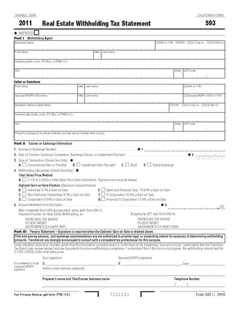 What is the 593 Real Estate Withholding Statement that is required …