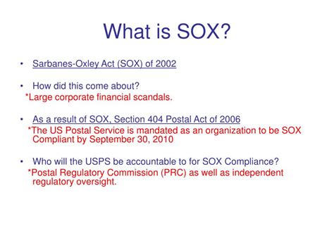 What is the Full Form of SOX Meaning of SOX