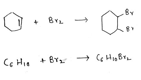 What is the balanced equation of bromine and cyclohexene?