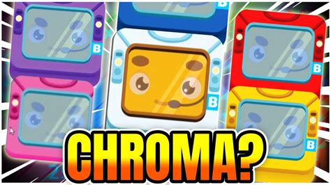 What is the easiest chroma to get in blooket. Chromas are the third highest rarity of blooks. There are currently 56 different Chroma Blooks. Chromas are difficult to unpack with a drop rate ranging from as high as 100% (One-day only Chromas), to as low as 0.02% with the Rainbow Panda. As such it requires a high amount of luck to obtain one. 