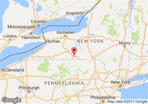 What is the halfway point between Buffalo and Corning (New York)?