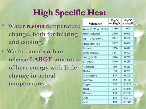 What is the importance of the high specific heat of water for …