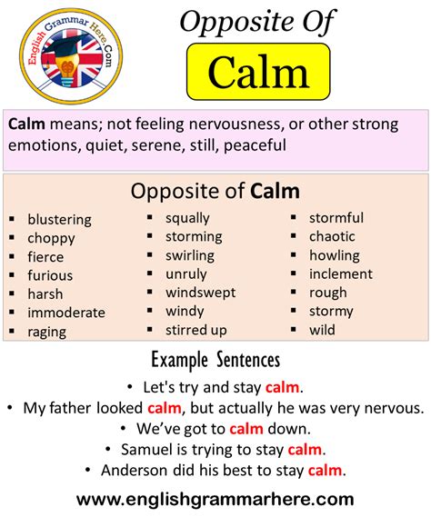 What is the opposite of calmness - WordHippo