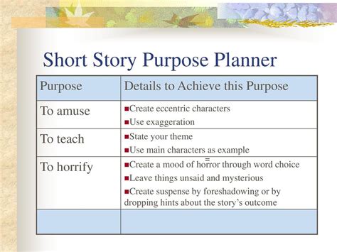 What is the purpose of a short story
