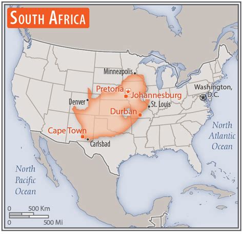 What is the size of South Africa compared to the United States?