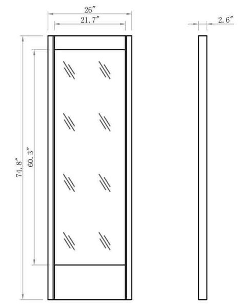 What is the standard size of a full length mirror?