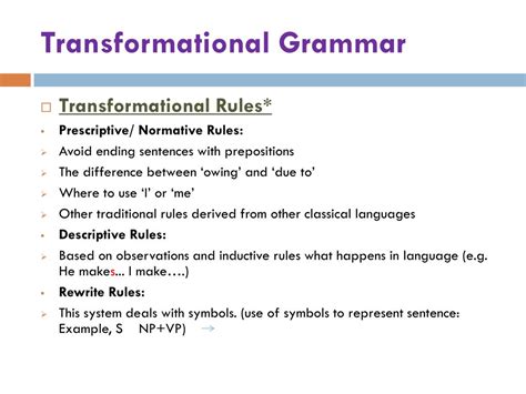 What is transformational generative grammar with examples
