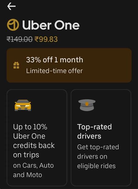 What is uber one.  Please note, these credits cannot be applied for Parcel and Shuttle product...