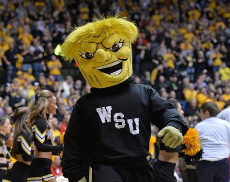 The Wichita State Shockers mascot performs during the game between the Wichita State Shockers and the Vanderbilt Commodores in the first round of the... The Wichita State Shockers mascot walks up the court during the second half against UCF Knights on January 25, 2018 at Charles Koch Arena in Wichita,... . 