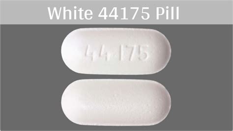What pill is 44175. VICODIN Pill - white oval, 17mm. Pill with imprint VICODIN is White, Oval and has been identified as Vicodin 500 mg / 5 mg. It is supplied by Abbott Laboratories. Vicodin is used in the treatment of Back Pain; Pain and belongs to the drug class narcotic analgesic combinations . 
