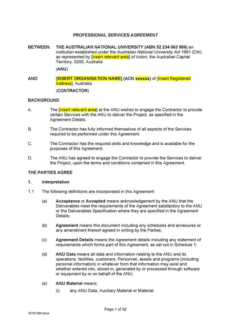 What should a service agreement include