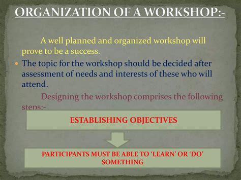 What should a workshop include