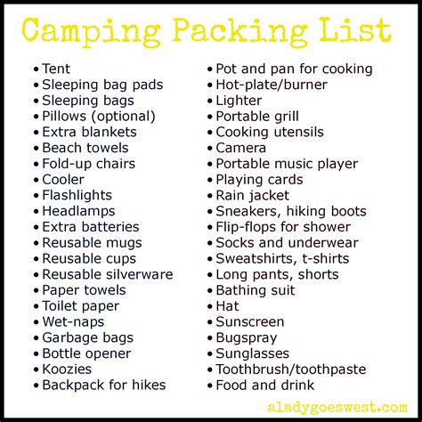 What should i pack for camping