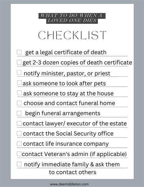 What to Do When a Loved One Dies A Checklist