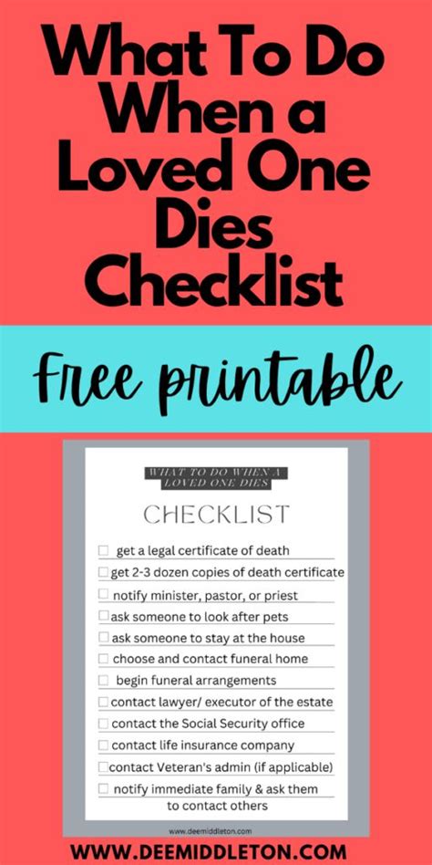 What to Do When a Loved One Dies A Checklist Funeral planning