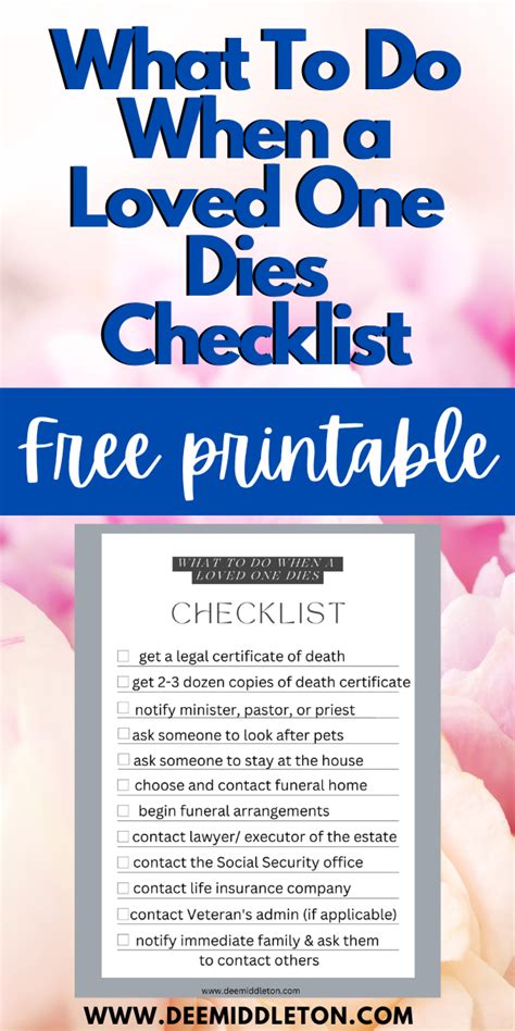 What to Do When a Loved One Dies A Checklist Funeral planning, How