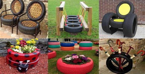 What to do with old tires. After a long time using, the old car tyres will normally end up sitting around the garage or yard or even be thrown out. That could be explained by the fact that the old tires are considered as the waste. It is one of the most re-used waste materials, as the rubber is very resilient and can be reused in other products. 