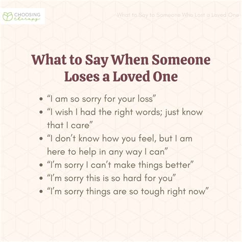 What to say to someone who lost someone. Apr 30, 2023 · Deepest condolences on the loss of [pet’s name]. Will keep you in my thoughts and prayers. I know you’re going through a difficult time. I’m always here to be a listening ear. May the ... 