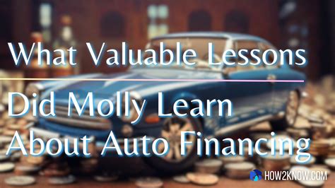 What valuable lessons did molly learn about auto financing. 5/8 FA 7.3 Auto Loans and Mortgages. By Jennifer Pariseau. star star star star star star star star star star. shareShare. Last updated 9 months ago. 44 Questions. Add ... 