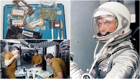 What was the first food eaten in space. Living in a capsule, they're also frying up worms, and eating plants grown with poop. It's all for science. Grinding wheat from scratch, eating veggies grown in your own waste, and... 