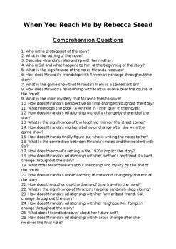 When You Reach Me Comprehension Test